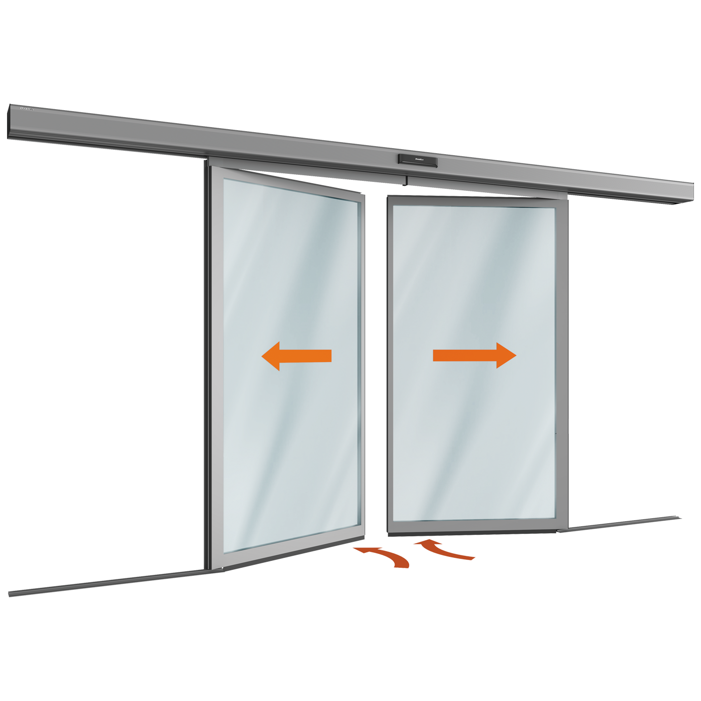 Комплект автоматической раздвижной двери "антипаника" с двумя подвижными створками для привода серии ad-sp