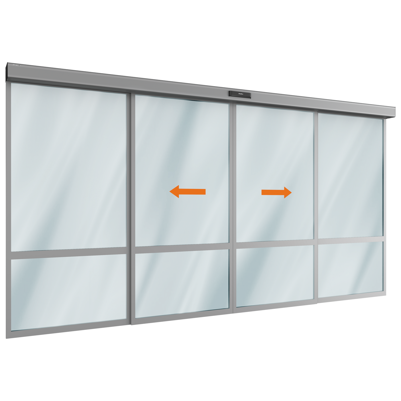 Комплект автоматической раздвижной двери (две подвижные и две неподвижные лайтстворки) для привода серии ad-sp